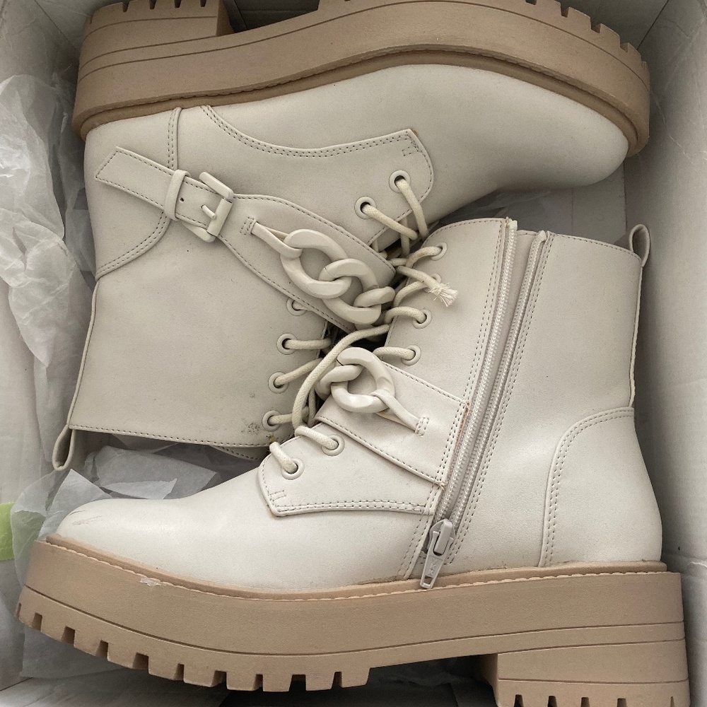 DV Paige chain laced combat booties